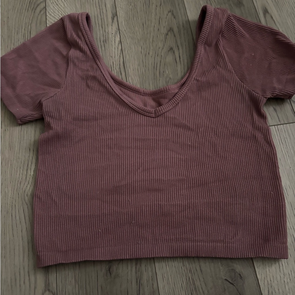 Source Unknown Ribbed Plum Crop Top